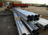 Steel Poles stacked in the yard